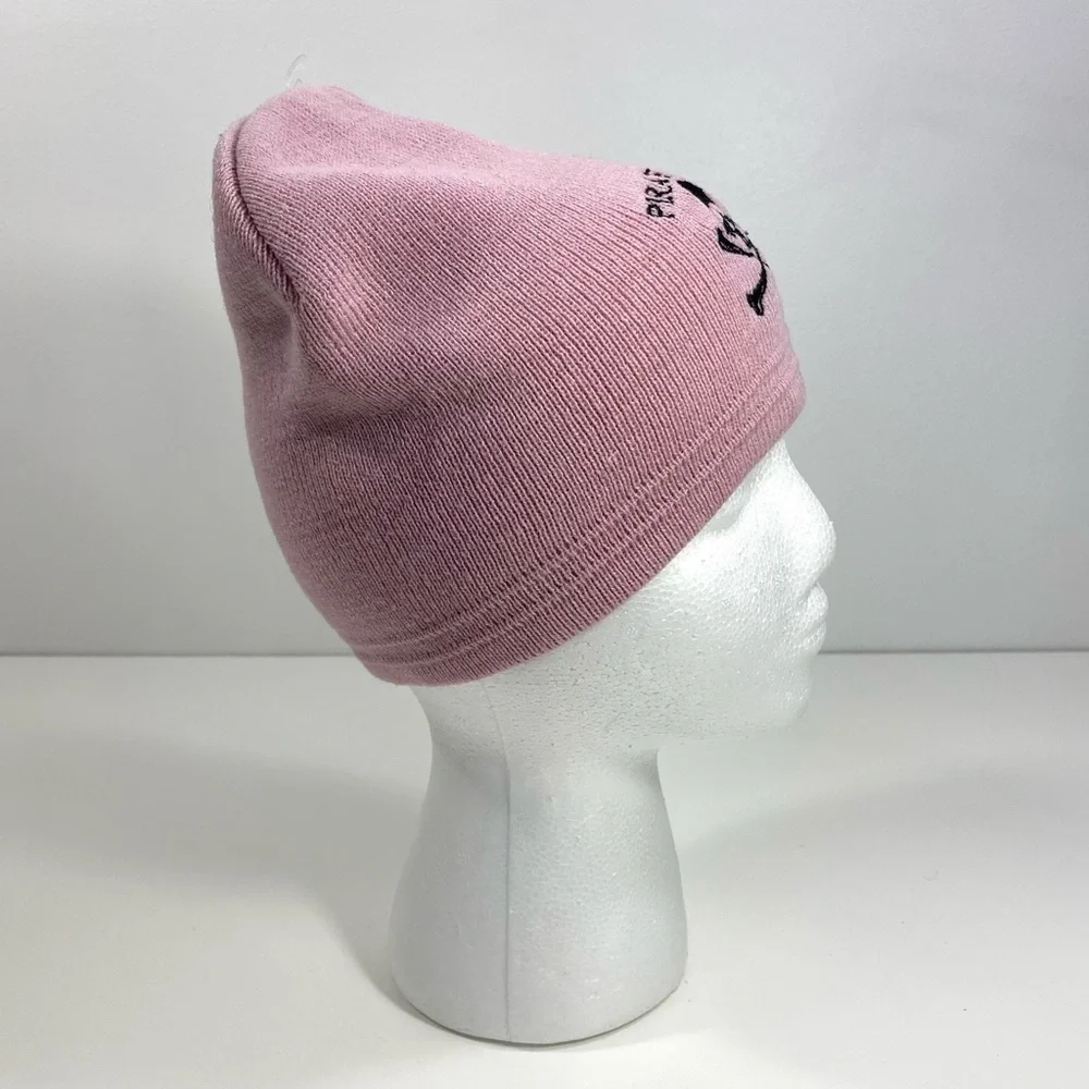 PirateHeads Pirate Girl Pink Beanie Hat + Black Embroidered Skull & Crossbones